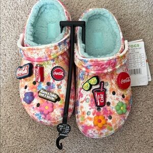 CROCS Tie-Dye Classic Clog with Coca-Cola Jibbitz - Aqua Lining